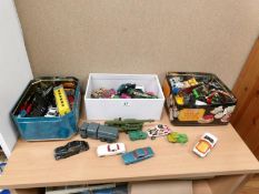 A mixed lot of play worn die cast toys