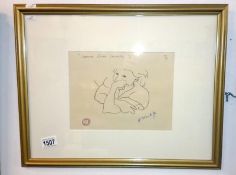 A Henry Matisse signed proof entitled 'Jeune Fille Ceuchee'