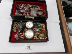 A box of costume jewellery etc