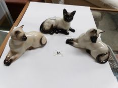 2 Beswick and a Doulton Siamese cats