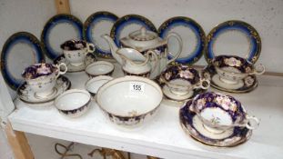 A quantity of hand decorated Victorian tea ware and 6 gilt decorated plates