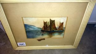 A framed and glazed watercolour shipping scene