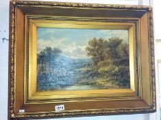 A gilt framed 19th century oil on canvas country scene signed Frederic Yates, 1854-1919, image 44.