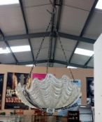 An Art Deco scallop glass ceiling lamp shade