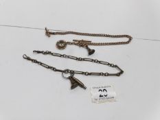 2 old watch chains with fobs