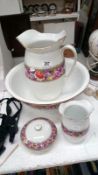 A jug and basin set & 2 other items