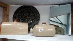 2 stone ware hot water bottles,