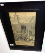 An original charcoal drawing Scottish School signed J A M 1906? 'In the Old Rafernators Close,