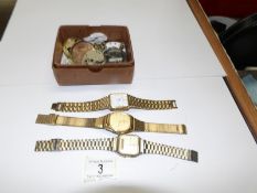 3 gent's wristwatches and a quantity of watch parts