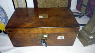 A Victorian walnut veneered writing box