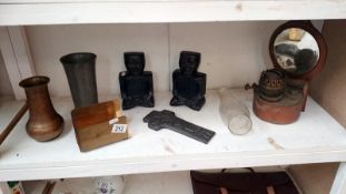 A mixed lot including oil lamp