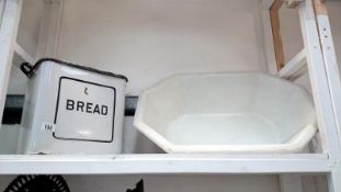 An enamel bread bin and an 'Enna' bath