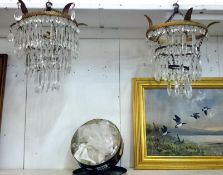 A pair of vintage chandeliers (completeness unknown)