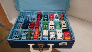 A Matchbox collector's case with cars