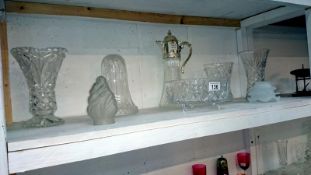 A mixed lot of glass including claret jug, cut glass,