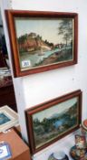 A pair of framed and glazed lake scenes