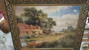 A framed and glazed country scene