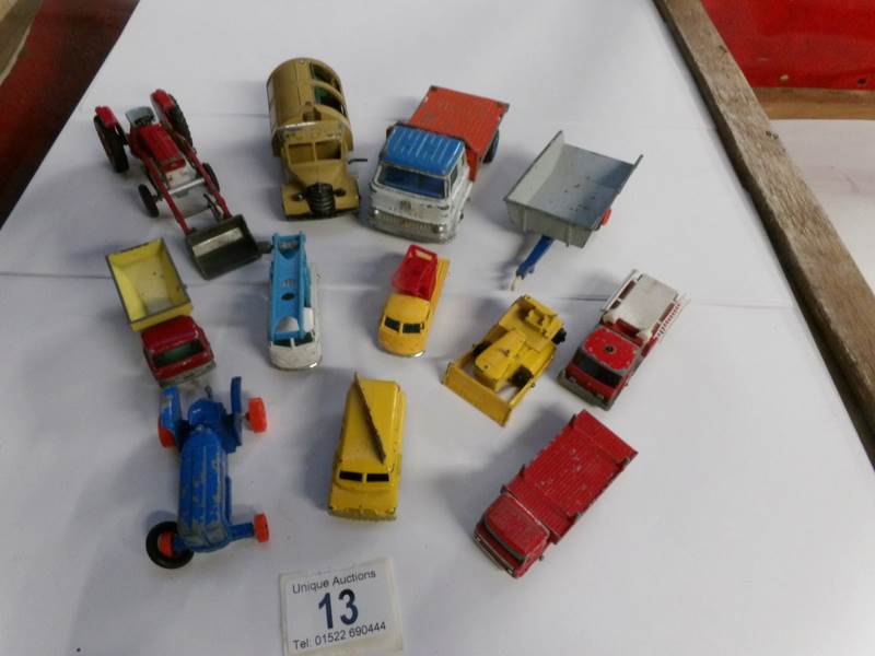 A mixed lot of play worn die cast including Dinky, Matchbox,