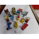 A mixed lot of play worn die cast including Dinky, Matchbox,