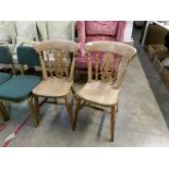 A pair of pine kitchen chairs