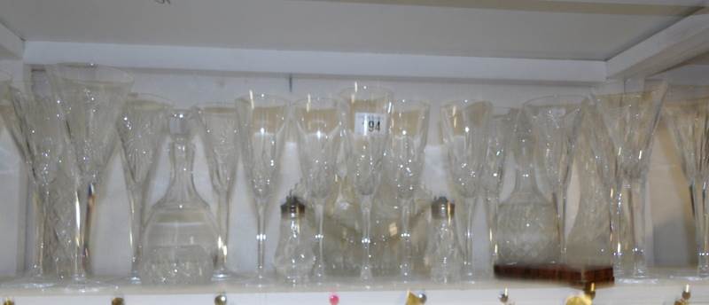 A mixed lot of glassware including 2 decanters,