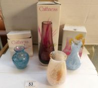 4 Caithness glass vases