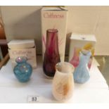 4 Caithness glass vases