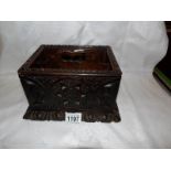 A 19th century carved oak 'Stationery' box