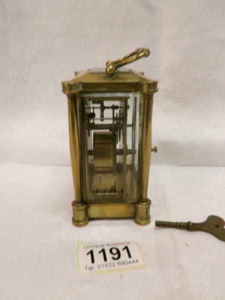 A 19th century brass carriage clock - Image 2 of 4