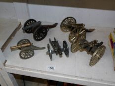 5 metal cannons including brass