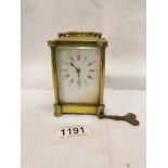 A 19th century brass carriage clock