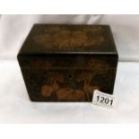 A 19th century poker work tea caddy