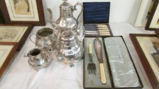 A 4 piece silver plated tea set,