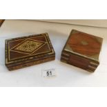 An inlaid wooden box and one other