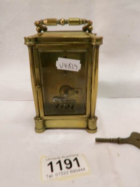 A 19th century brass carriage clock - Image 3 of 4