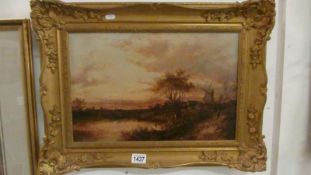 A framed oil on canvas country scene signed J Thors (1843--1898)