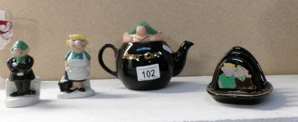 A Wade Andy Capp teapot, toast rack,