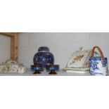 A mixed lot of ceramics including cheese dish, ginger jar etc,