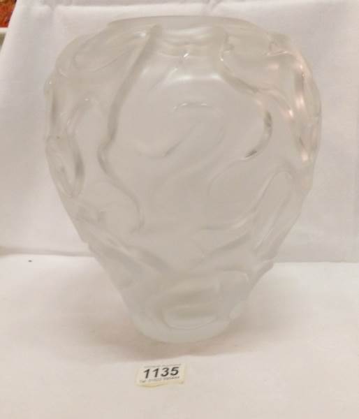 A large heavy 'Crystalique' glass vase