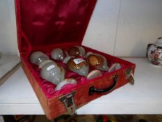 A cased set of 6 alabaster goblets