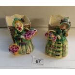 A pair of crinoline lady posy vases