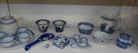 A mixed lot of blue and white including Spode,