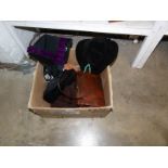 6 vintage hats including Salvation Army and a hand bag