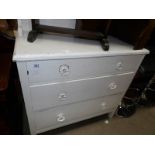 A painted satin walnut 3 drawer chest