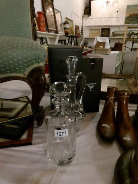 A superb Thomas Webb 'Antonio' crystal carafe and a Rockingham crystal decanter