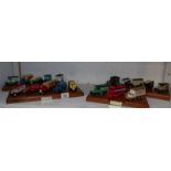 A collection of die cast commercial vehicles on bases marked Exchange and Mart