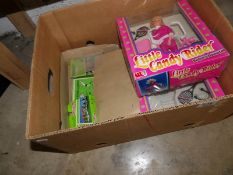 A box of toys including Subbutteo