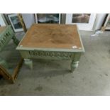 A Shabby Chic green painted coffee table