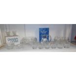 A Royal Doulton crystal jug, 6 Webb Corbett whisky and brandy glasses,