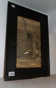 A framed and glaze charcoal drawing initialed and dataed 1906